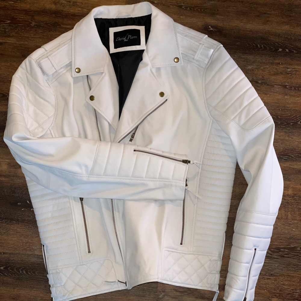 Xxl All white HANDMADE biker  ..  yes 100%leather